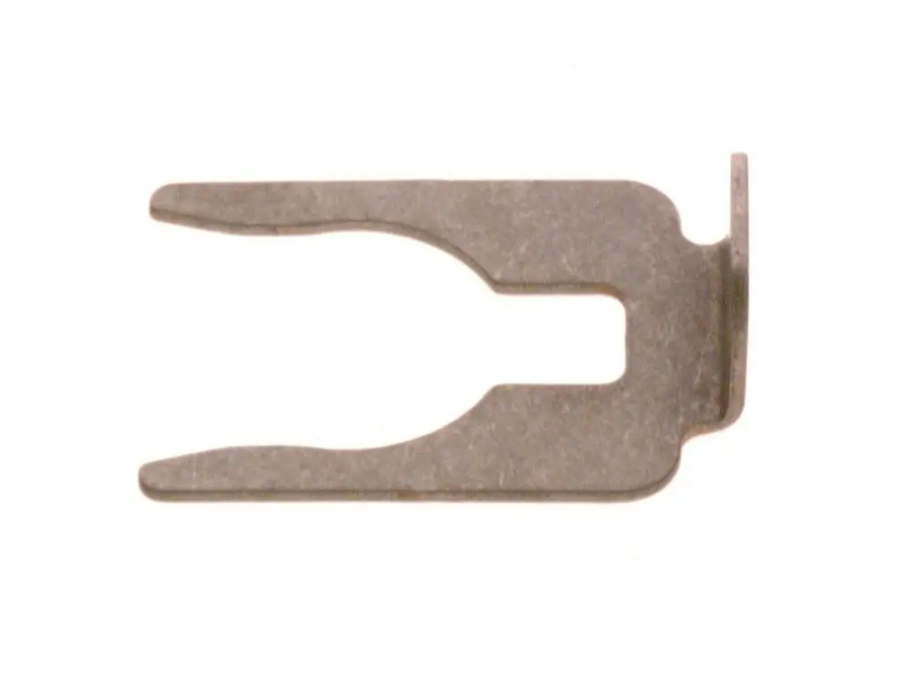Sicherungsklammer aus Metall, verwendet für Befestigungen, mit zwei langen Zinken und einer flachen Rückseite. Bosch Produkt zur Sicherung von Bauteilen.